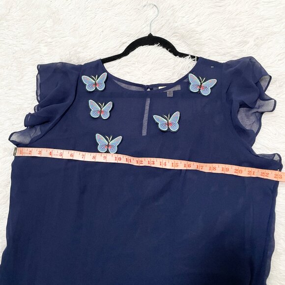 Women Modcloth 3d Embroidered Butterfly Layered Dress in Dark Navy Size 1X - Picture 6 of 7